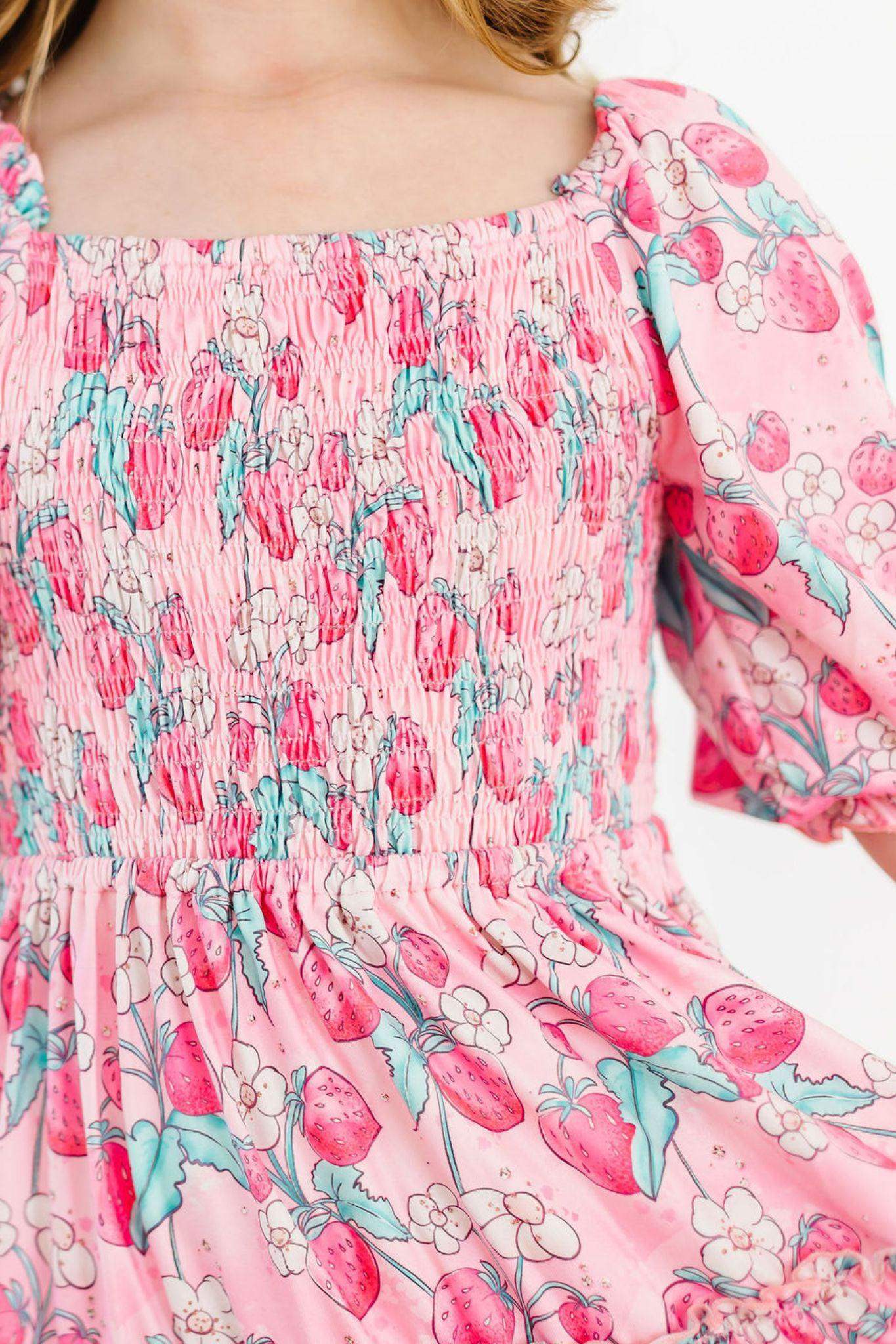 SALE Strawberry Shortcake Smocked Ruffle Dress - Mila & Rose ® - Flyclothing LLC