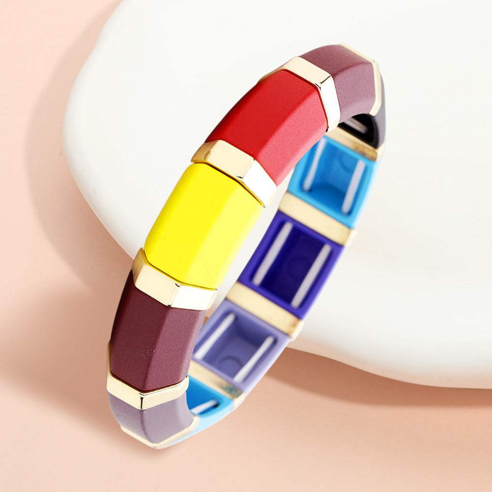 Colorful Wood Stretch Bracelet - Madeline Love - Flyclothing LLC