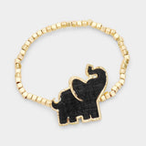 Elephant Metal Bead Stretch Bracelet - Madeline Love - Flyclothing LLC