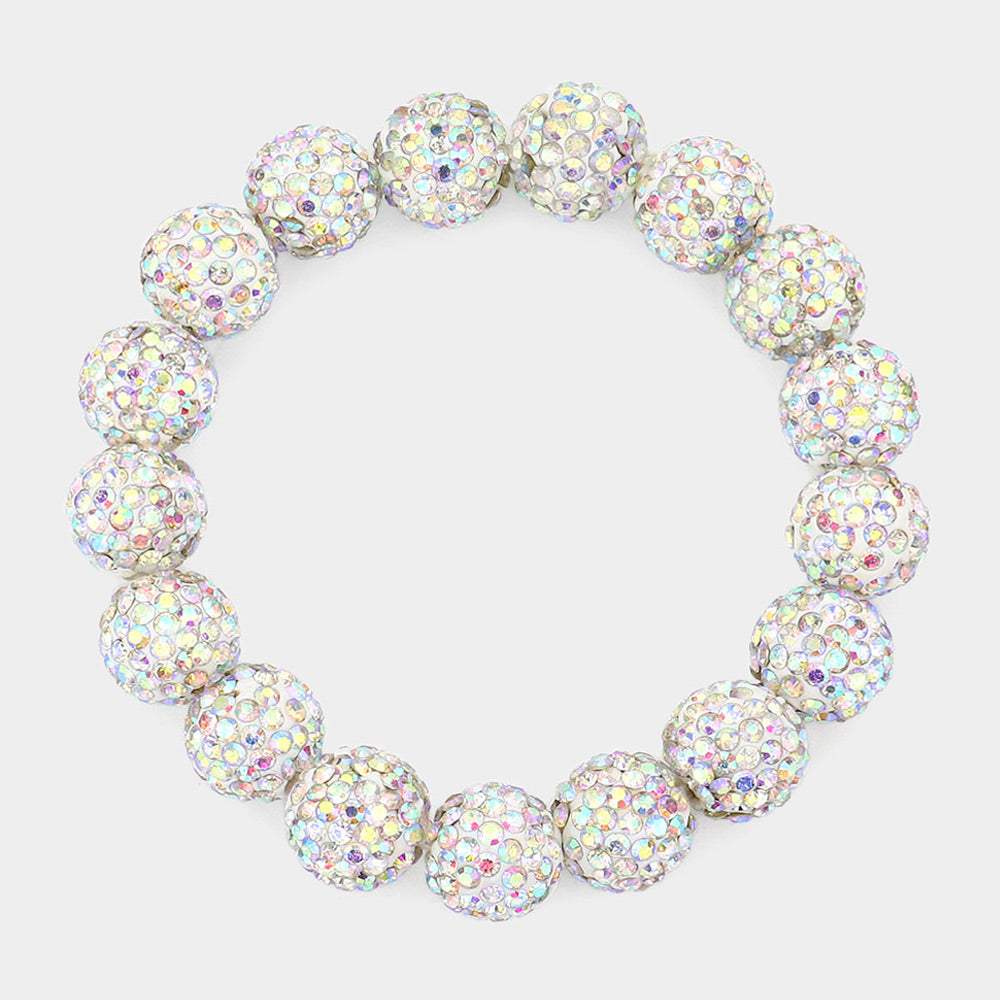 Rhinestone Pave Ball Stretch Bracelet - Madeline Love - Flyclothing LLC