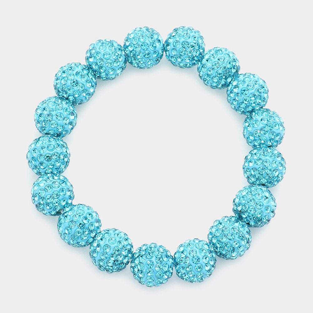 Rhinestone Pave Ball Stretch Bracelet - Madeline Love - Flyclothing LLC