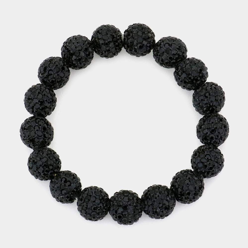 Rhinestone Pave Ball Stretch Bracelet - Madeline Love - Flyclothing LLC