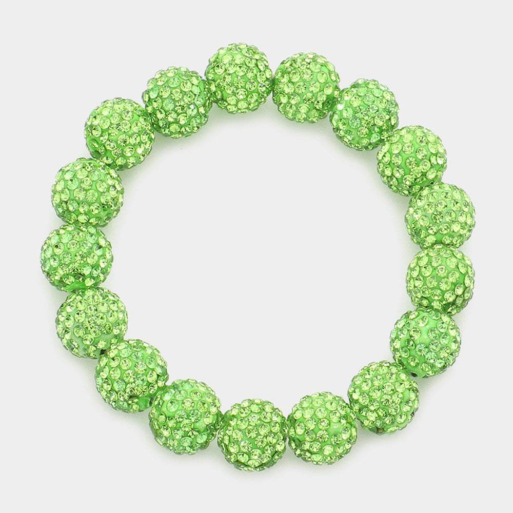Rhinestone Pave Ball Stretch Bracelet - Madeline Love - Flyclothing LLC