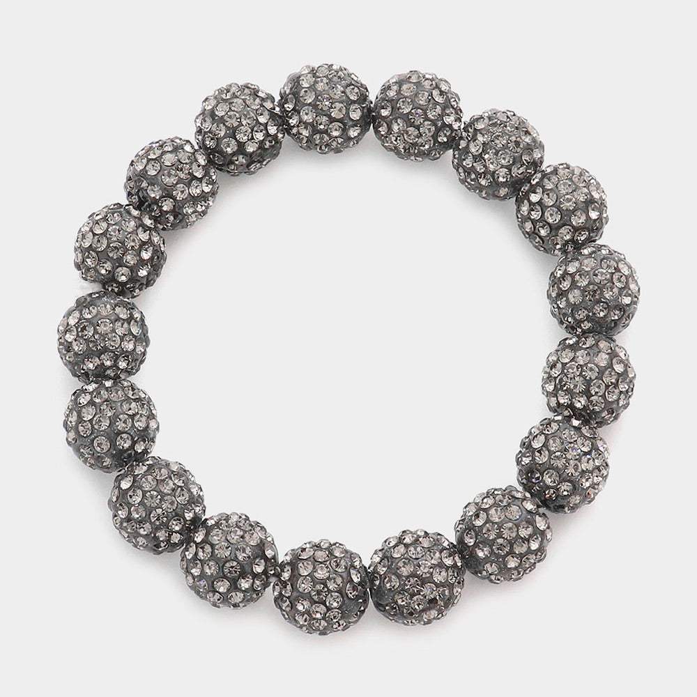 Rhinestone Pave Ball Stretch Bracelet - Madeline Love - Flyclothing LLC