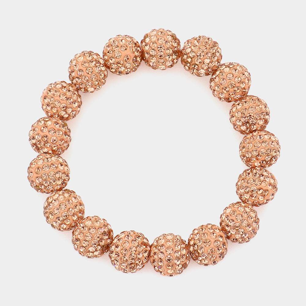 Rhinestone Pave Ball Stretch Bracelet - Madeline Love - Flyclothing LLC