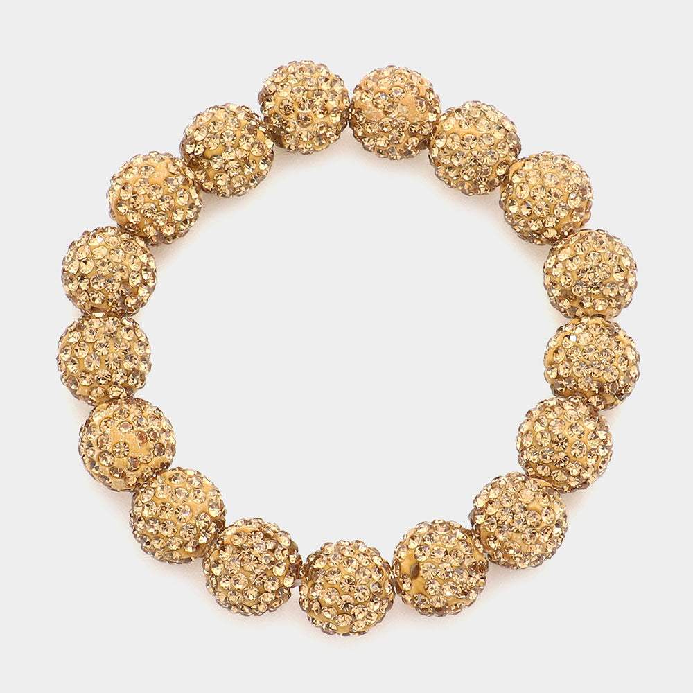 Rhinestone Pave Ball Stretch Bracelet - Madeline Love - Flyclothing LLC