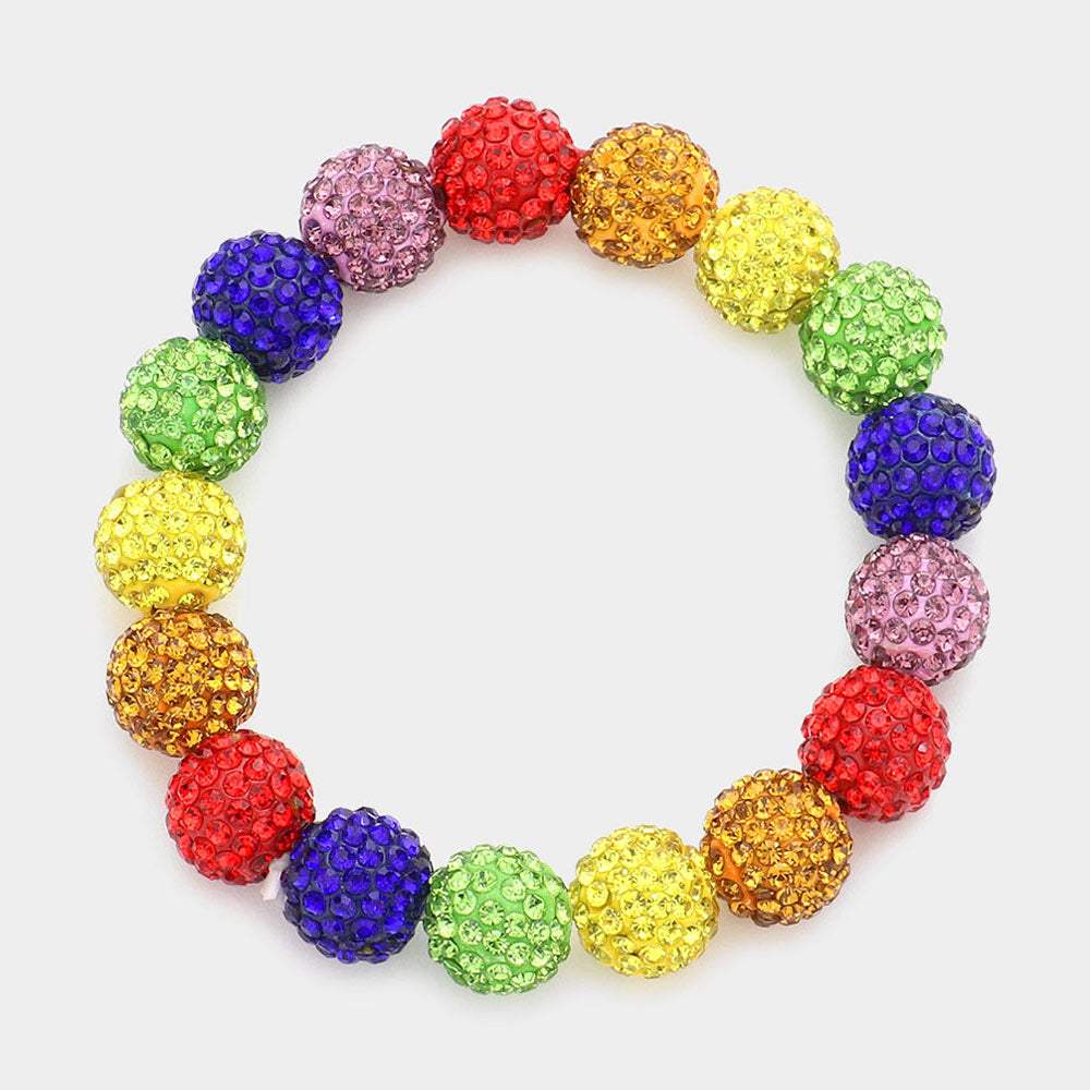 Rhinestone Pave Ball Stretch Bracelet - Madeline Love - Flyclothing LLC