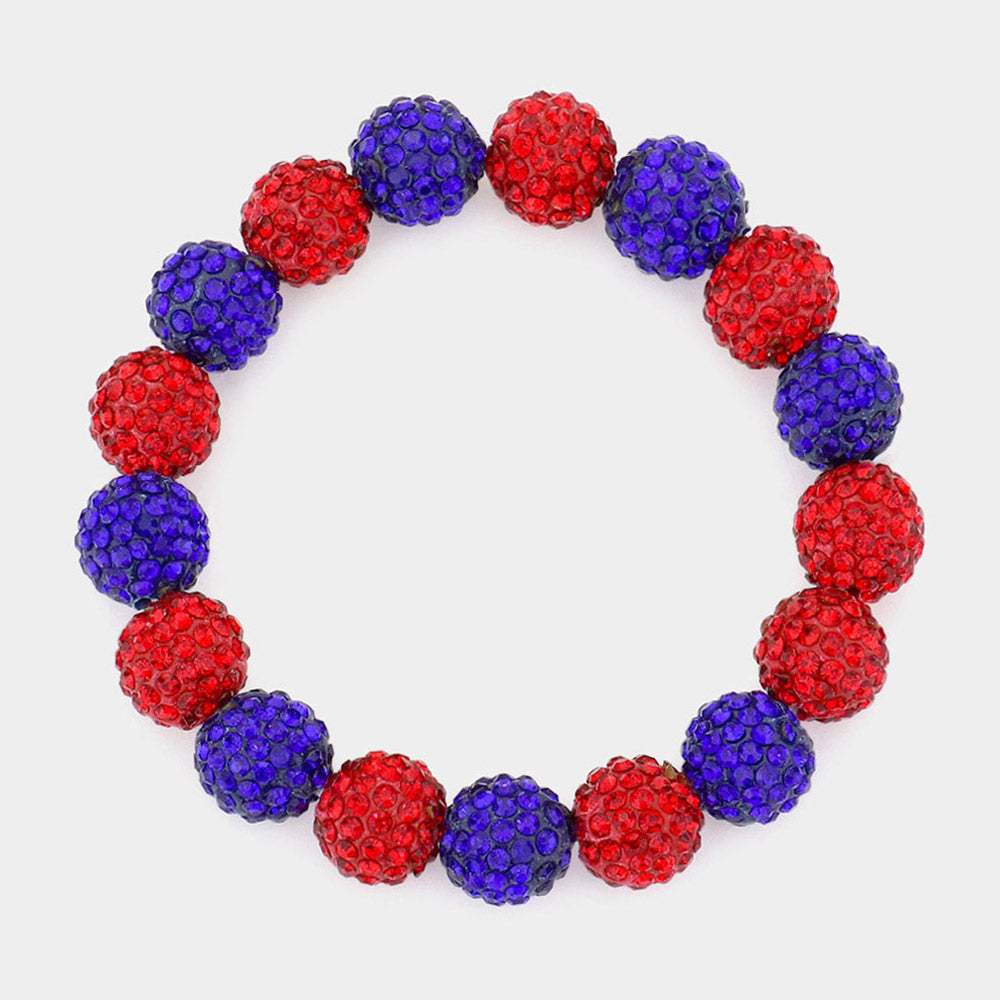 Rhinestone Pave Ball Stretch Bracelet - Madeline Love - Flyclothing LLC