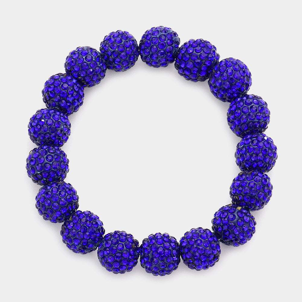 Rhinestone Pave Ball Stretch Bracelet - Madeline Love - Flyclothing LLC