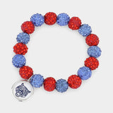 Tiger Accented Round Charm Shamballa Ball Stretch Bracelet - Madeline Love - Flyclothing LLC