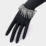 Antique Metal Feather Fringe Stretch Bracelet - Madeline Love - Flyclothing LLC