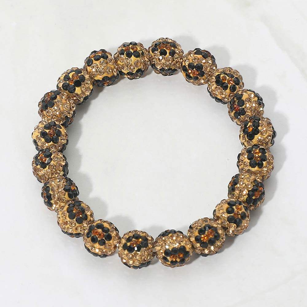 Leopard Shamballa Ball Beaded Stretch Bracelet - Madeline Love - Flyclothing LLC