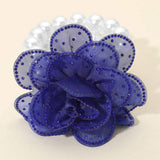 Bling Studded Fabric Flower Statement Faux Pearl Beaded Stretch Bracelet - Madeline Love - Flyclothing LLC