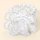 Bling Studded Fabric Flower Statement Faux Pearl Beaded Stretch Bracelet - Madeline Love - Flyclothing LLC