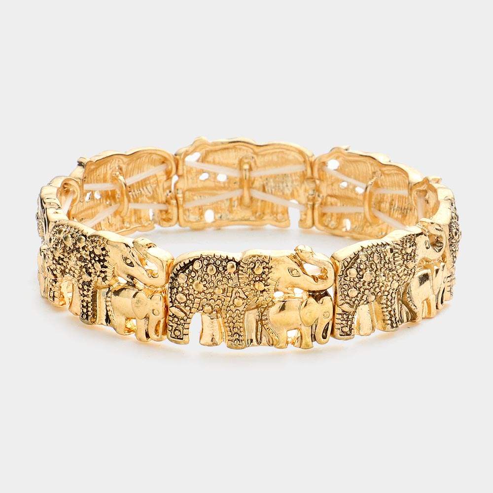 Elephant Antique Metal Stretch Bracelet - Madeline Love - Flyclothing LLC