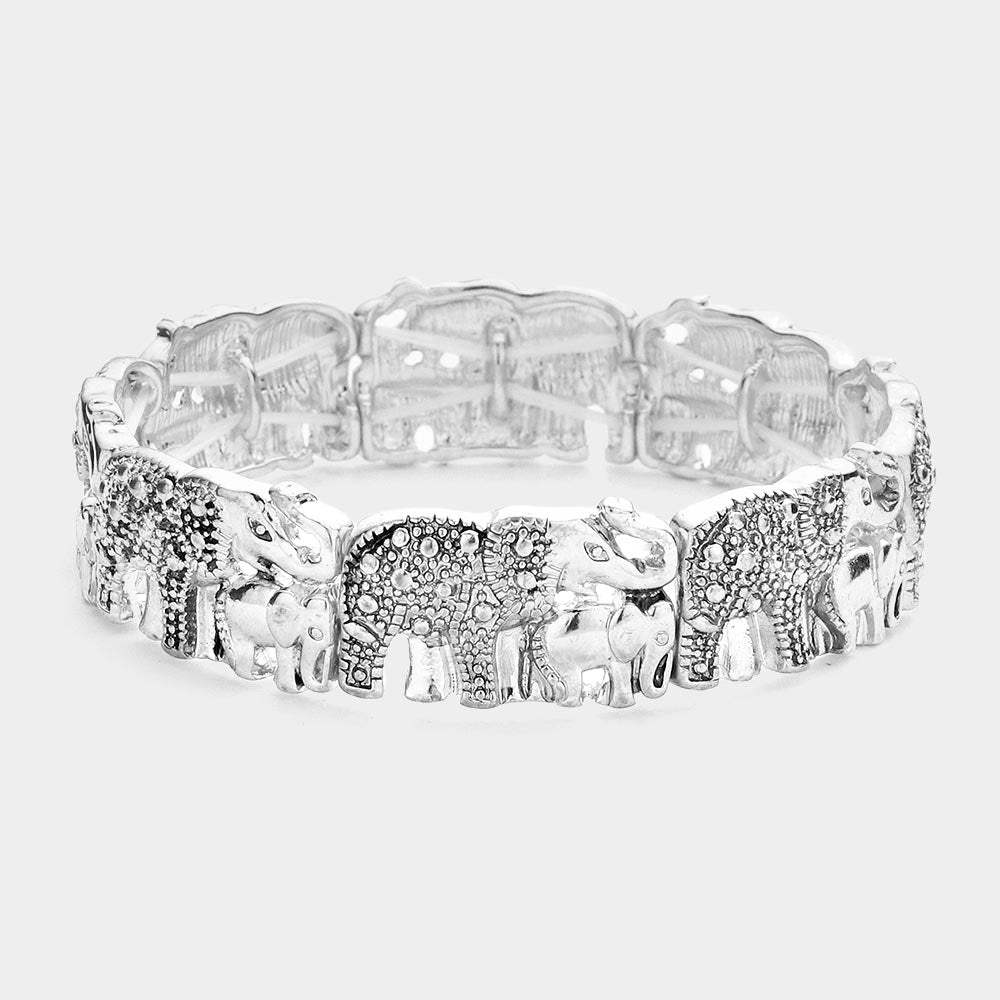 Elephant Antique Metal Stretch Bracelet - Madeline Love - Flyclothing LLC