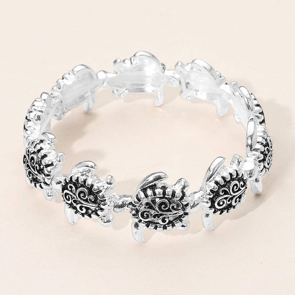 Antique Metal Sea Turtle Stretch Bracelet - Madeline Love - Flyclothing LLC