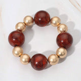 Metal Ball Bold Marbled Resin Ball Beaded Stretch Bracelet - Madeline Love - Flyclothing LLC