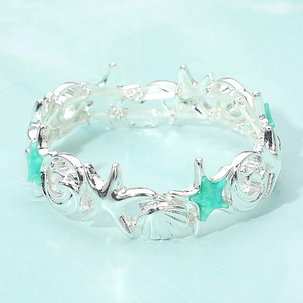 Coastal Starfish Shell Wave Link Stretch Bracelet - Madeline Love - Flyclothing LLC