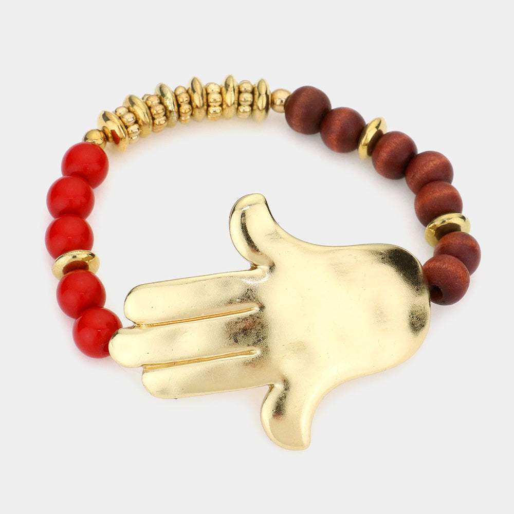 Hamsa hand Beaded Stretch Bracelet - Madeline Love - Flyclothing LLC