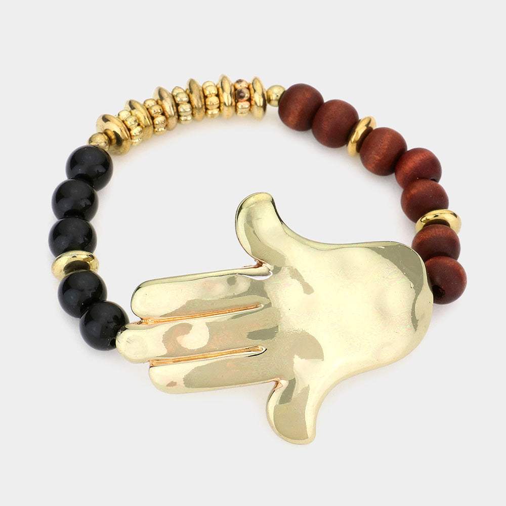Hamsa hand Beaded Stretch Bracelet - Madeline Love - Flyclothing LLC