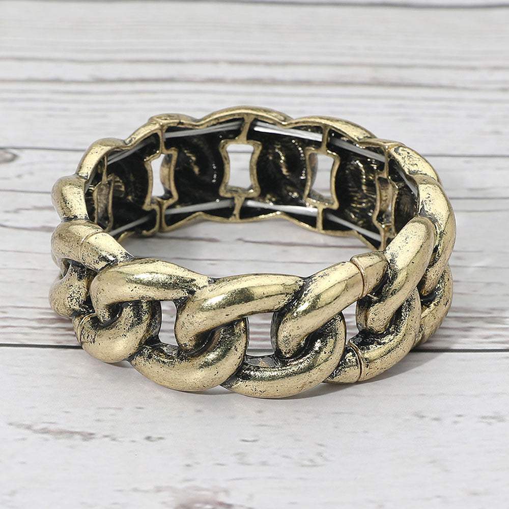 Boho Bold Chunky Metal Chain Stretch Bracelet - Madeline Love - Flyclothing LLC