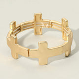 Worn Metal Cross Stretch Bracelet - Madeline Love - Flyclothing LLC