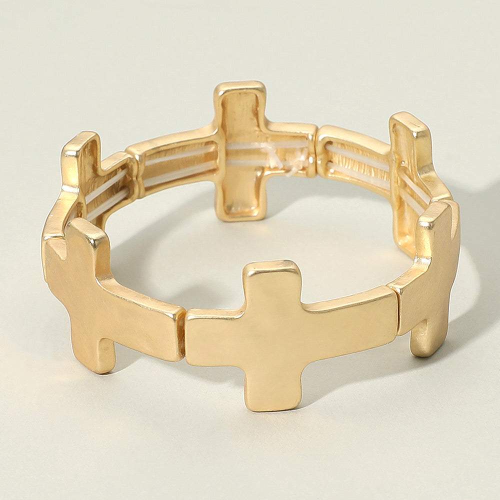 Worn Metal Cross Stretch Bracelet - Madeline Love - Flyclothing LLC
