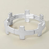 Worn Metal Cross Stretch Bracelet - Madeline Love - Flyclothing LLC