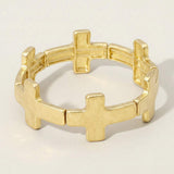 Worn Metal Cross Stretch Bracelet - Madeline Love - Flyclothing LLC