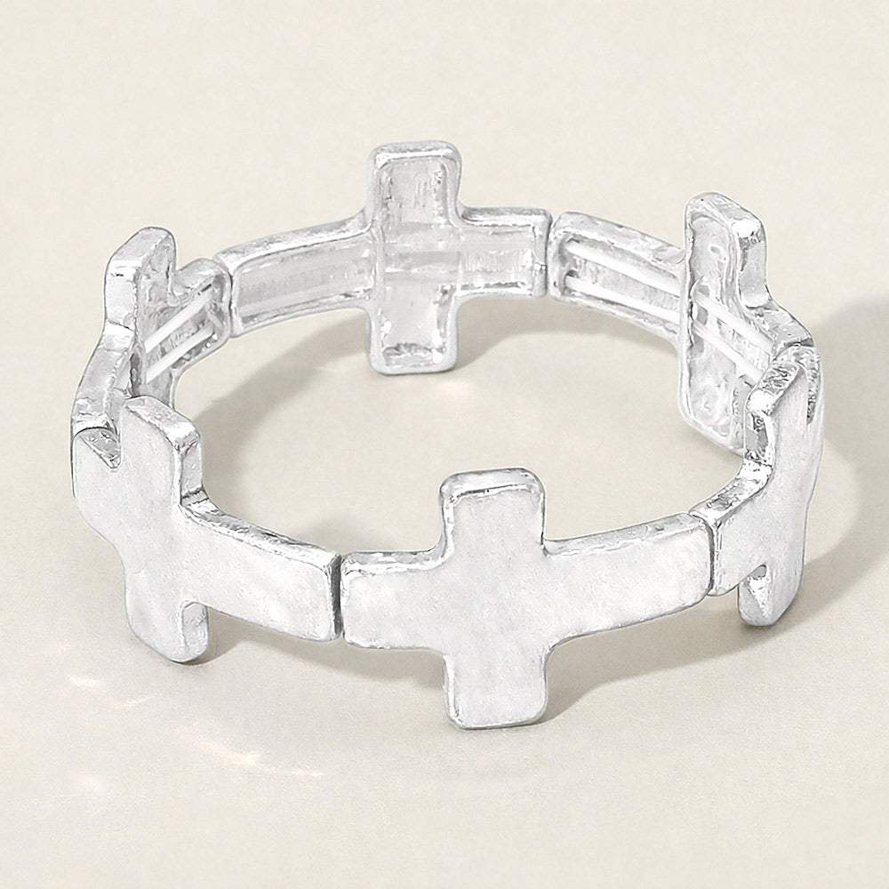 Worn Metal Cross Stretch Bracelet - Madeline Love - Flyclothing LLC