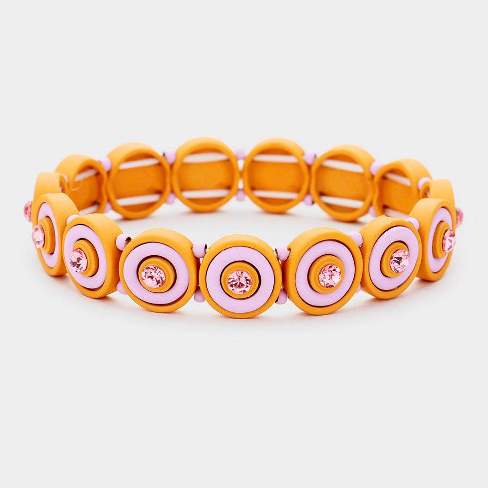 Round Crystal Resin Stretch Bracelet - Madeline Love - Flyclothing LLC