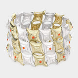 Stone Accented Diamond Metal Stretch Bracelet - Madeline Love - Flyclothing LLC