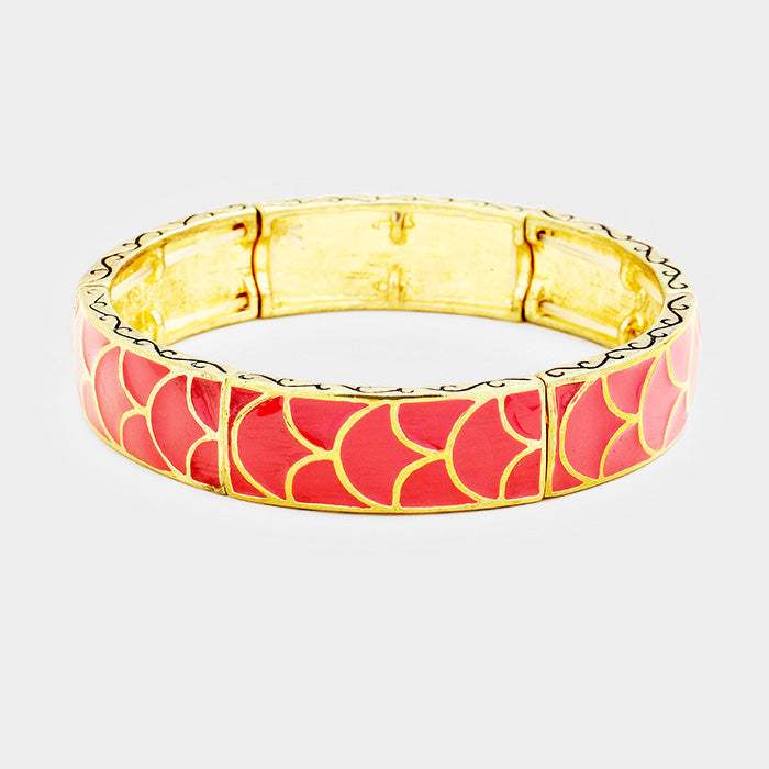Enamel Abstract Pattern Stretch Bracelet - Madeline Love - Flyclothing LLC