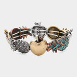 Metal Pineapple & Apple Stretch Bracelet - Madeline Love - Flyclothing LLC