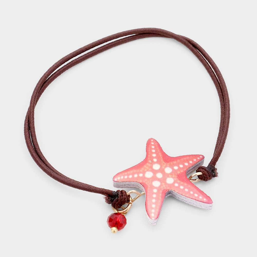 Watercolor Wood Starfish Accented Stretch Bracelet - Madeline Love - Flyclothing LLC