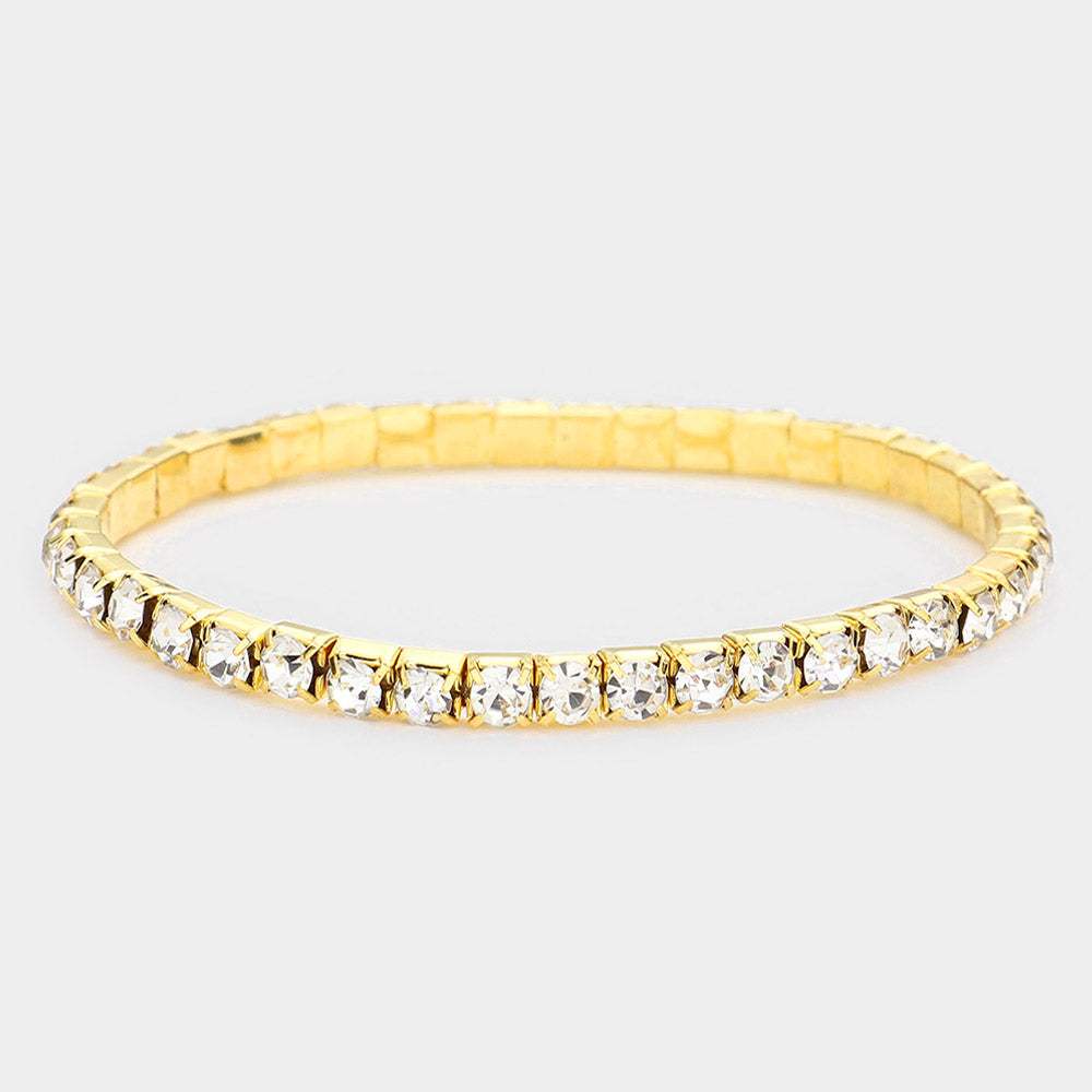 1-Row Crystal Rhinestone Stretchable Bracelet - Madeline Love - Flyclothing LLC