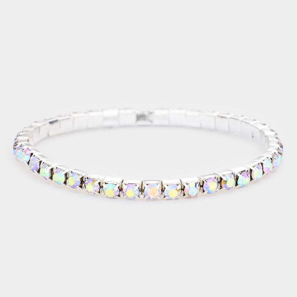 1-Row Crystal Rhinestone Stretchable Bracelet - Madeline Love - Flyclothing LLC