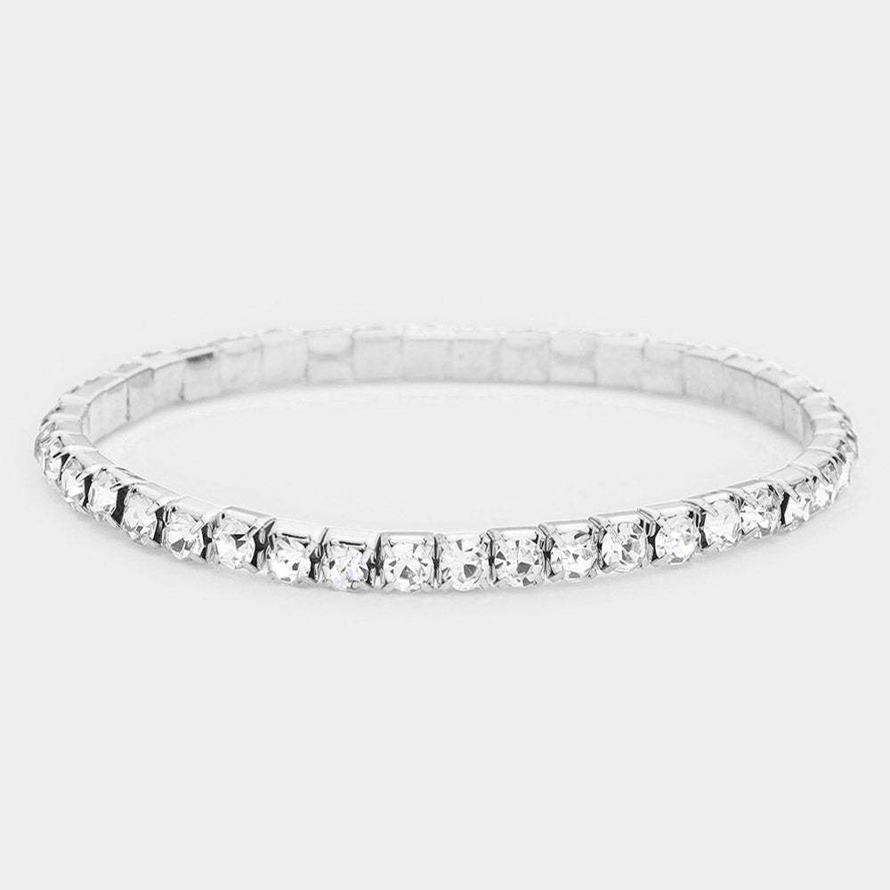 1-Row Crystal Rhinestone Stretchable Bracelet - Madeline Love - Flyclothing LLC