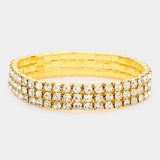 3-Row Rhinestone Stretch Bracelet - Madeline Love - Flyclothing LLC