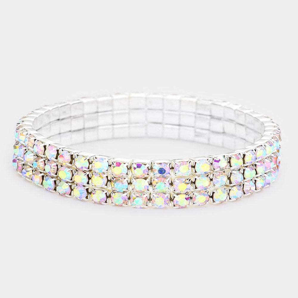 3-Row Rhinestone Stretch Bracelet - Madeline Love - Flyclothing LLC