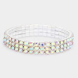3-Row Rhinestone Stretch Bracelet - Madeline Love - Flyclothing LLC