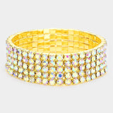 5-Row Crystal Rhinestone Stretchable Bracelet - Madeline Love - Flyclothing LLC