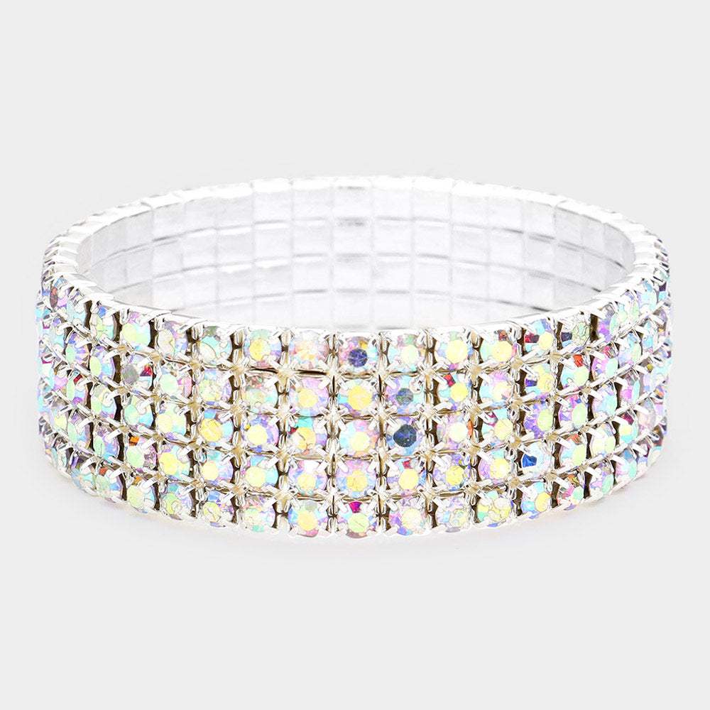 5-Row Crystal Rhinestone Stretchable Bracelet - Madeline Love - Flyclothing LLC