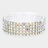 5-Row Crystal Rhinestone Stretchable Bracelet - Madeline Love - Flyclothing LLC