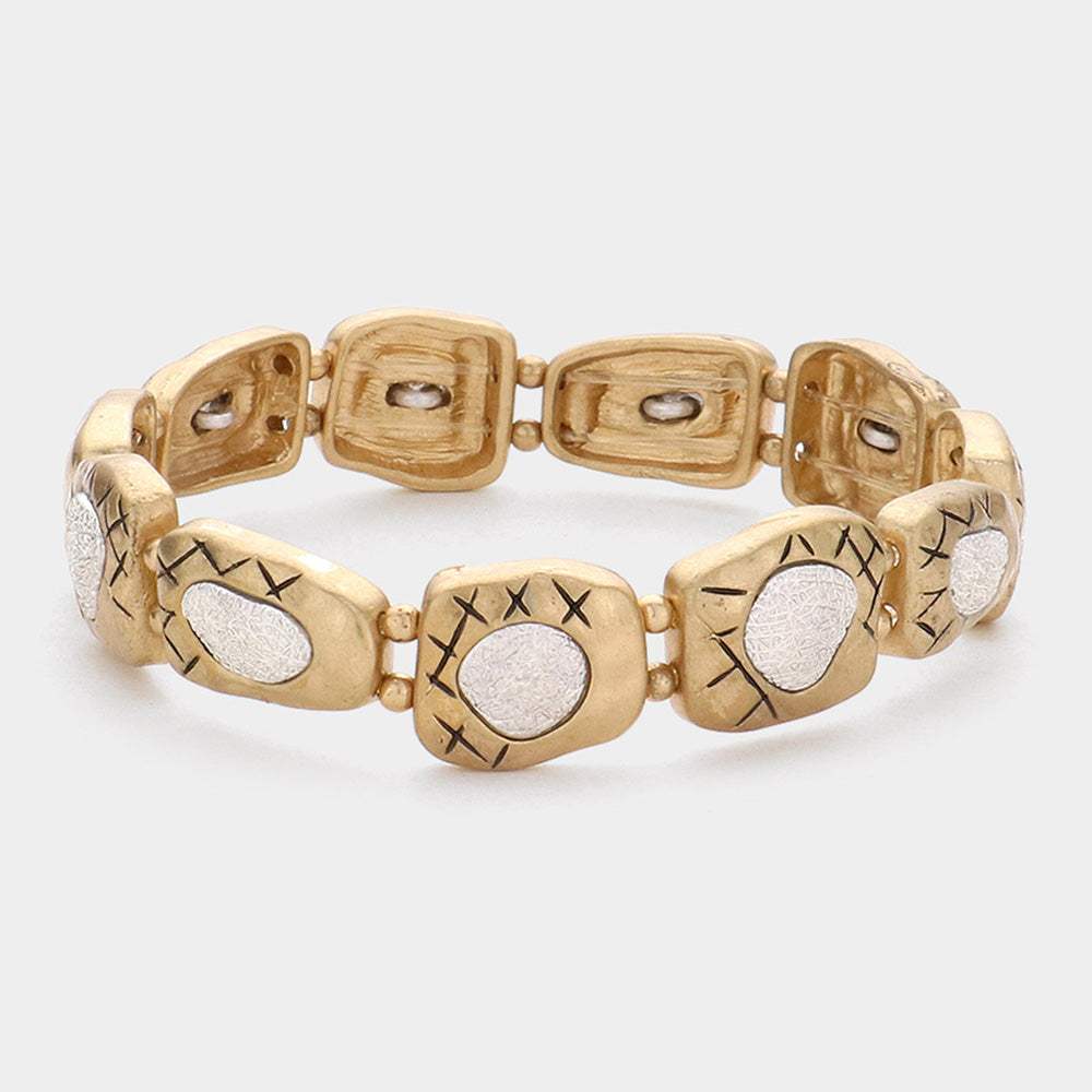 Hammered Metal Stretch Bracelet - Madeline Love - Flyclothing LLC