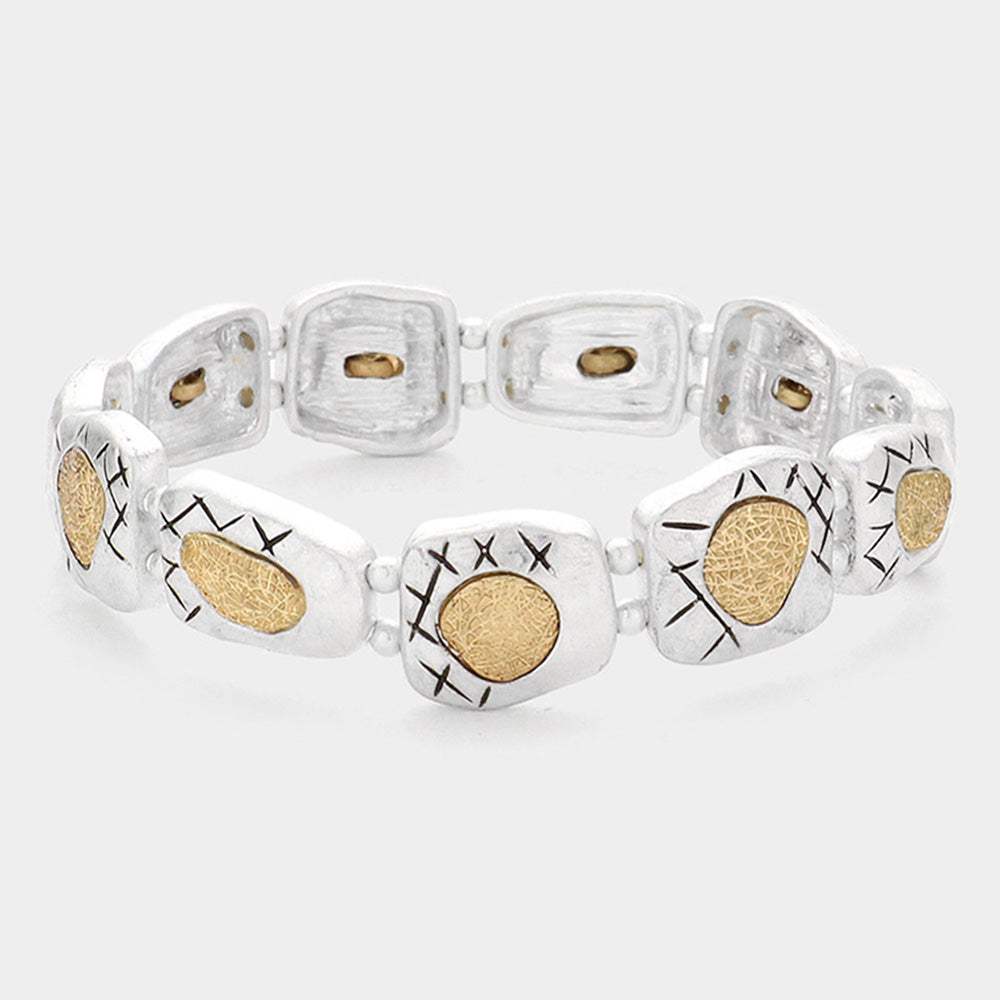 Hammered Metal Stretch Bracelet - Madeline Love - Flyclothing LLC