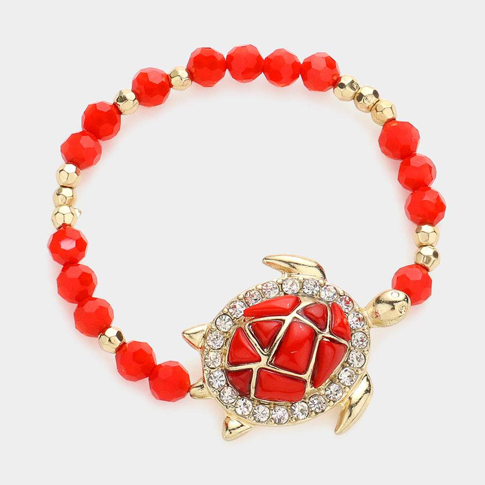 Enamel Turtle Beaded Stretch Bracelet - Madeline Love - Flyclothing LLC