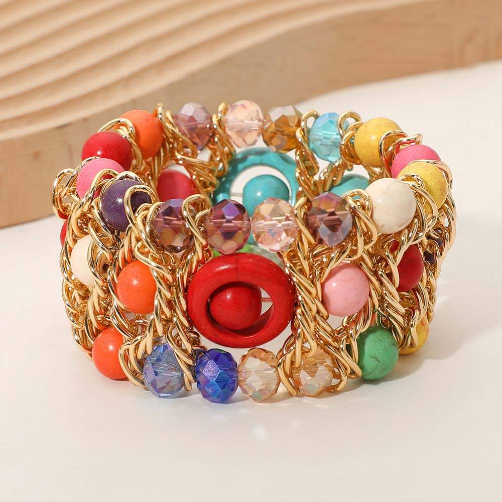 Bold Multi Strand Beaded Stretch Bracelet - Madeline Love - Flyclothing LLC