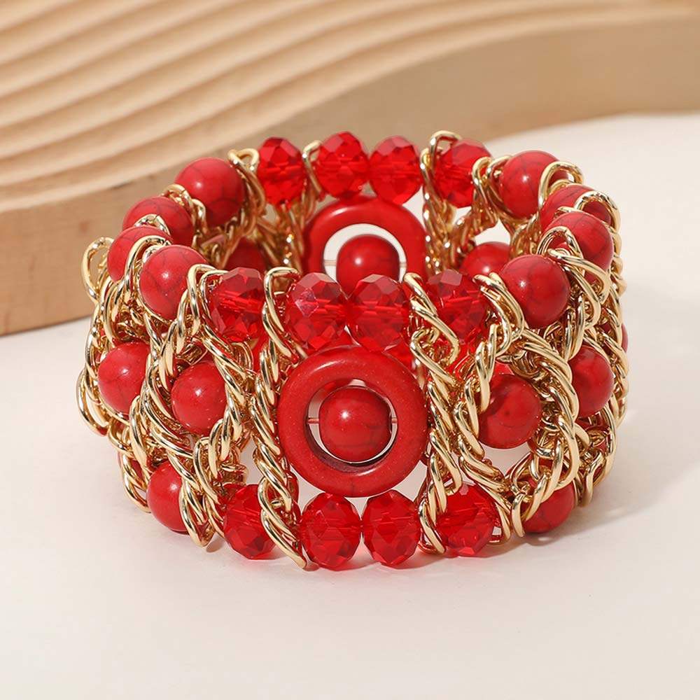 Bold Multi Strand Beaded Stretch Bracelet - Madeline Love - Flyclothing LLC